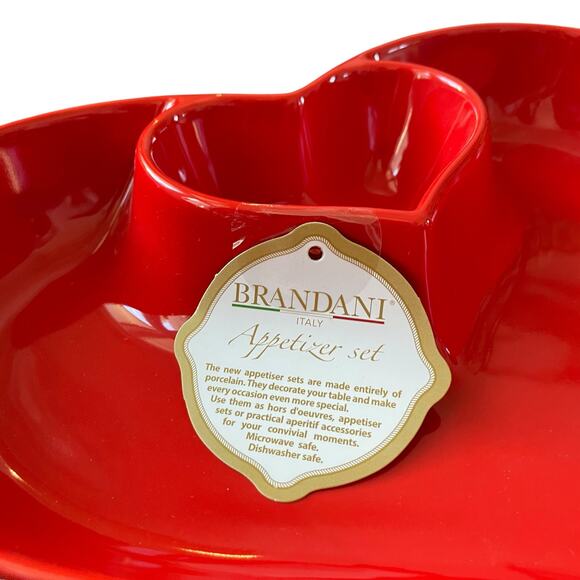 Brandani RED Heart Shaped Porcelain Appetizer Bowl 11in Valentines Day New - Picture 9 of 13